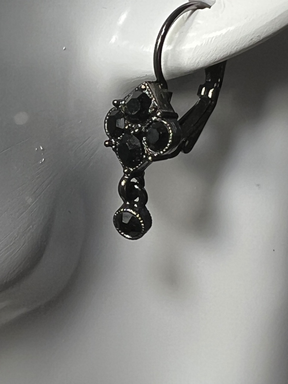 Vintage inspired Gilded Age Downton Abbey Black Crystal Dangle Earrings